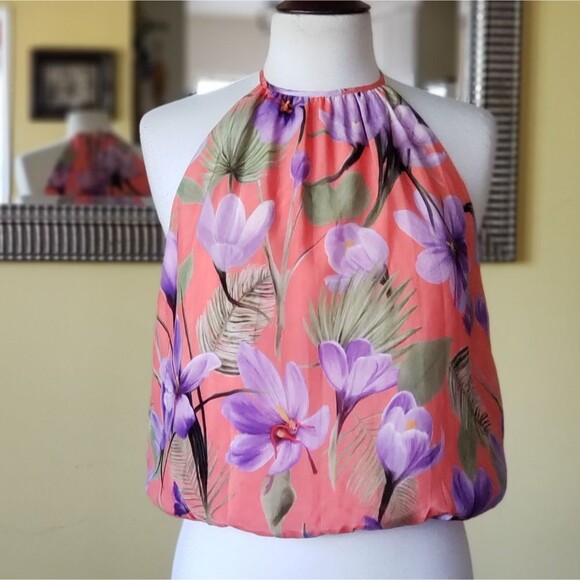 NWT Alice + Olivia Rosa Floral Halter Top Small - Picture 1 of 13